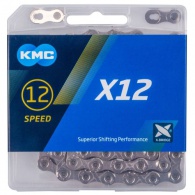 Řetěz KMC X12 stříbrný, vč.spojky, 126čl.,v krabičce  
