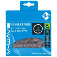 Řetěz M-Wave SingleSpeed, 1-rychl. stříbrný, vč.spojky, 112čl., v krabičce  