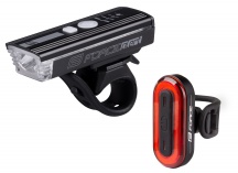Sada světel FORCE FUTURO USB,přední+zadní, dobíjecí